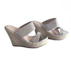 Forever Damita Wedges Shoes size 7 Rhinestone color Silver